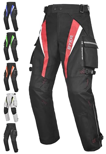 BYKR Motorcycle Pants for Men & Women Armored Cordura Overpants Enduro ATV Dual Sports Motocross Cargo Touring Adventure Pant (36WX34L, Red)