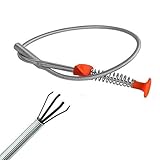 WEFOO Flexible Grabber Pickup Tool with Retractable Claw, Grab Trash Drain Auger to Unclog Hair from Drains, Toilet, 60cm