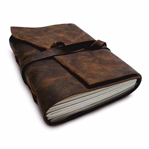 Antique Dark Brown II Leather Journal Diary (Handmade) with leather tie closure - Leather Cord Coptic bound (7