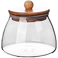 Mozacona Glass Food Storage Container Candy Dish Spice Jar with Seal Wooden Lid