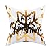 BLEUM CADE Pack of 4 Merry Christmas Pillow Cover Snowflakes and Happy New Year Decorative Pillow Cases Polyester Peach Cushion Case for Christmas Gift Bed Sofa Couch Decoration