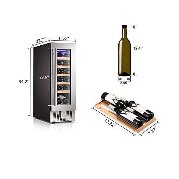 Joy-Pebble-Wine-Cooler-18-Bottle-Built-in-Wine-Cellar-with-Stainless-Steel-Double-Layer-Tempered-Glass-Door-and-Temperature-Memory-Function