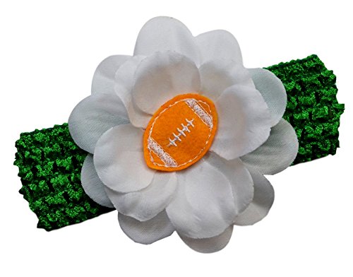Baby Embroidered Felt Football Flower Headband (Kelly Green Band/Gold Ball) - Thumbnail 6