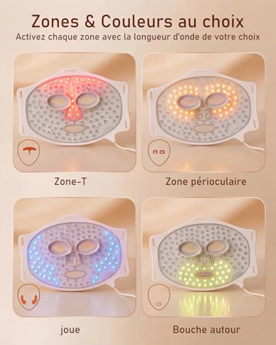 Umitec LED Mask, LED Face Mask Light Therapy, 4 Modes, Mapping Facial Areas, Timer, Skincare at Home - KB.0008(White)