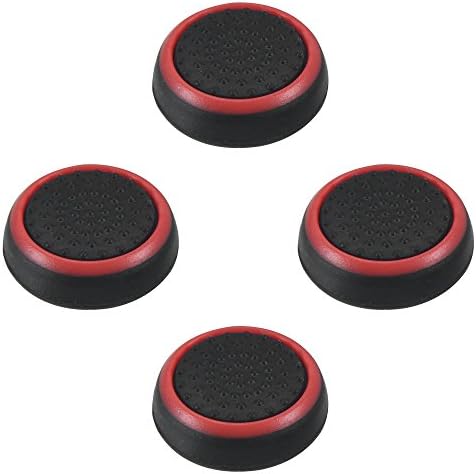 2 Pair/4 Pcs Replacement TPU Material Silicone Thumb Grip Analog Stick Cover 3D Joystick Caps Protect Cover for PS3 / PS4 / Xbox 360 / Xbox One/ Wii Game Controllers (Red)