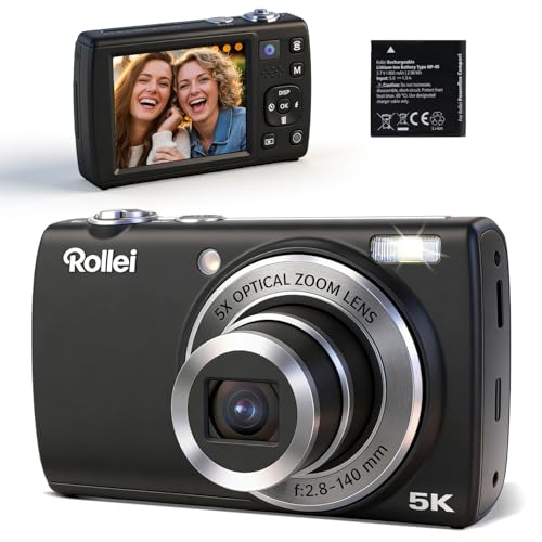 Rollei Powerflex Compact Digitalkamera 64MP 5K Fotokamera 5X Optischer Zoom