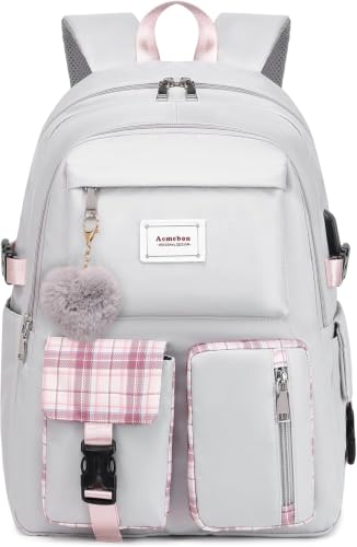 Acmebon Fashion Laptop Backpack for Women Grey