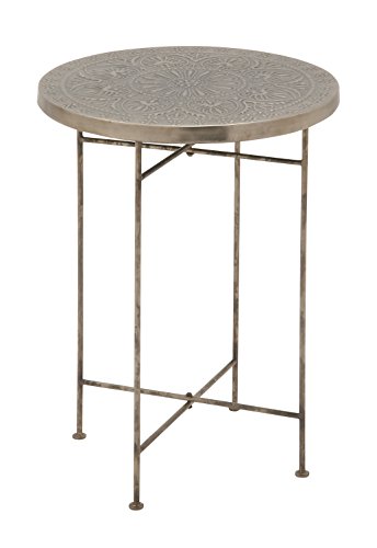 Amazon.com: Deco 79 53937 Metal Wood Round Embossed Accent Table, 18" x 25": Home & Kitchen