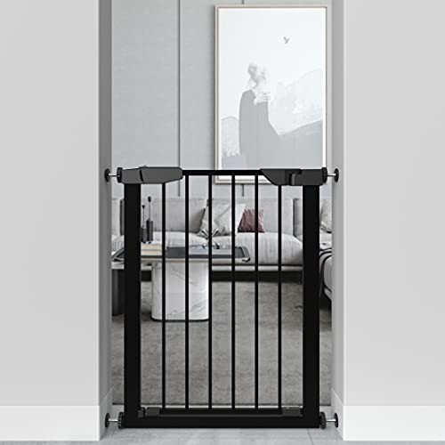 ALLAIBB Walk Through Baby Gate Auto Close Tension White Metal Child Pet Safety Gates with