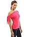 PattyBoutik Women Tied One Shoulder Short Sleeve Top (Coral Pink Medium)