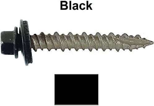 Metal ROOFING SCREWS: (250) 10 x 2” Black Hex Head Sheet Metal Roof Screw. Self starting metal to wood, siding screws ~ EPDM washer. Colored head