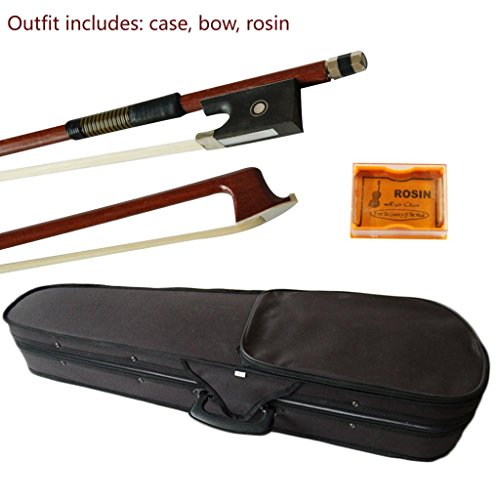 Kinglos 4/4 Beethoven Carved Ebony Fitted Solid Wood Violin Kit with Case, Shoulder Rest, Bow, Rosin, Extra Bridge and Strings Full Size