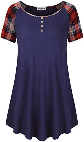 HNNATTA Tunic Blouses, Raglan Sleeve Swing Tunic Topsfor Leggings Blue Medium