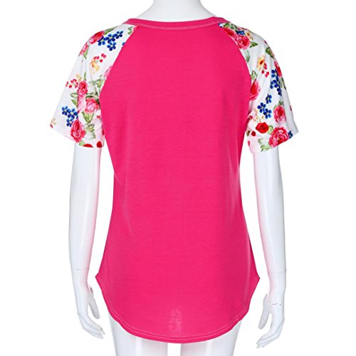image for Hmlai Clearance! Women's Casual Summer Floral Printed Raglan Short Sle