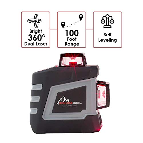 Boulder Tools Laser Level With Tripod, Self-Leveling, Bright, 100 Foot 360-Degree Horizontal And Vertical Cross Line - Thumbnail 6