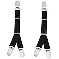 erioctry 1 Pair Adjustable Y-style Stocking Clip Suspender Garter Belt Straps Shirt Sock Stays Holder with Metal Clasp