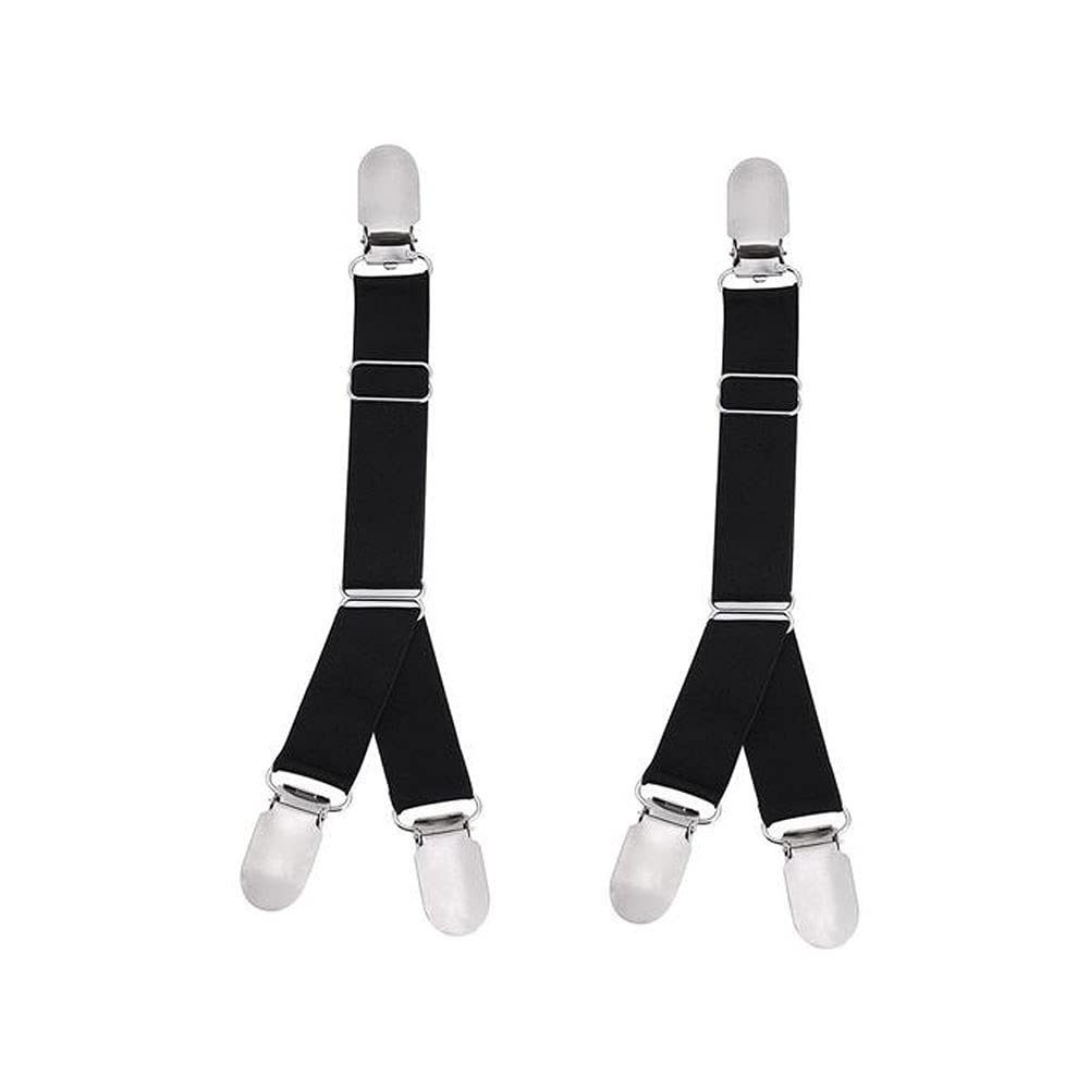 ericotry 1 Pair (2PCS) Multifuction Adjustable Elastic Stocking Clip Garter Suspender Belt Accessories with Straps and Clips for Stockings (Black Y style)