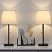 Table Lamp Set of 2 Bedside Lamps with USB Port and 1 Type C Port Modern Nightstand Lamp with 2 Phone Stands Desk Lamp with AC Outlet and Linen Shade for Living Room Kids Room, Bulb Included (PINK)