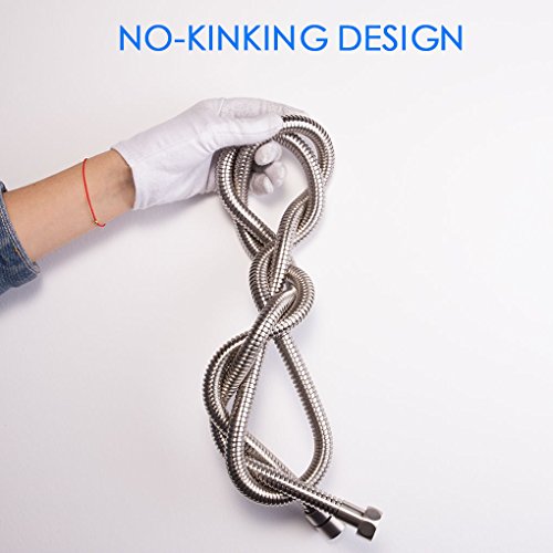 Charmingwater 70 Inch Shower Hose, Long Double Stainless Steel Replacement Shower Hose with Brass Fittings, Brushed Nickel