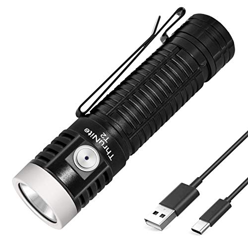 ThruNite Rechargeable Flashlight, T2 High 3757 Lumens, USB Type-C Fast Charging, CREE XHP70 LED Bright Flood Light with 5000mAh 21700 Battery Included for Outdoor Exploring - CW