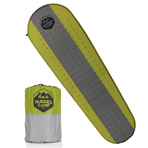 Rugged Camp Self Inflating Sleeping Pad - Sleep Comfortably In The Outdoors - Camping Gear and Accessories For Hiking, Backpacking, Travel - Lightweight and Compact Camping Mat by (green)