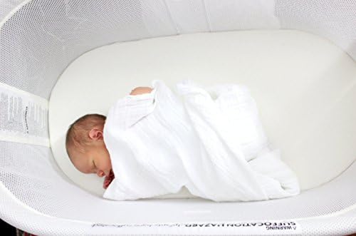 Cradle fitted sheet (Made to fit BabyBjorn cradle, Swaddleme by your side sleeper & Rock and Play Bassinet) Size 29'' x 14''- Organic Bamboo - White-Hypoallergenic,Thermal regulating-Moisture wicking