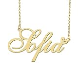 Aoloshow Sofia Name Necklace Heart Charm Pendant