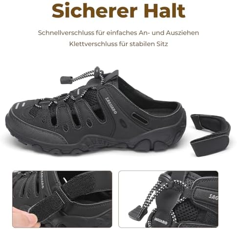 Trekkingsandalen Damen Leicht Atmungsaktiv, Schwarz 37