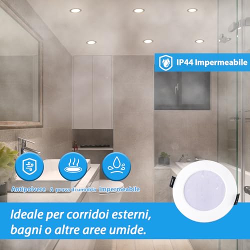 Grebeam Pack of 20 LED Recessed Spotlights for Plasterboard, 5W, Round, Warm White 3000K/Neutral White 4000K/Cool White 6000K Adjustable, Hole Ø75-90 mm, LED Ceiling Spotlights for Bathroom Kitchen