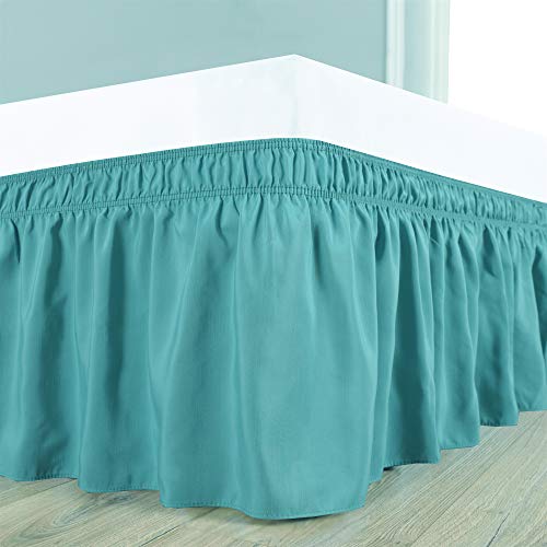 image for Biscaynebay Wrap Around Bed Skirts Elastic Dust Ruffles, Easy Fit Wrin