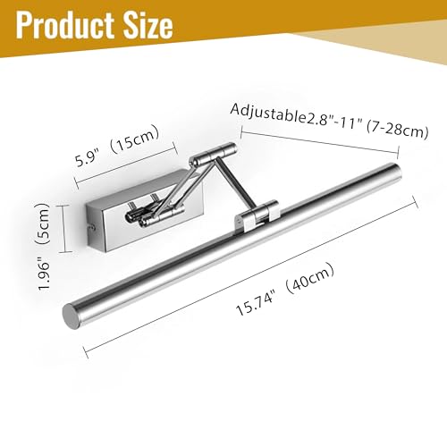 YHTlaeh LED Mirror Lamp 10 W 720 Lumen Bathroom Mirror Neutral White 4000 K Bathroom Lamp IP44 Waterproof No Flicker 230 V (Chrome, 40 cm)