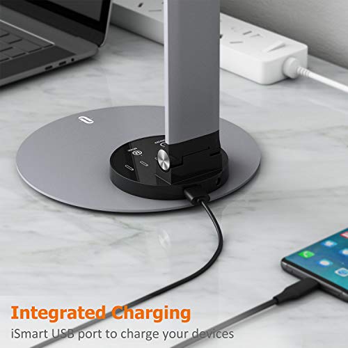TaoTronics Aluminum Alloy Dimmable LED Desk Lamp with USB Charging Port