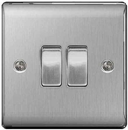 BG Nexus NBS Brushed Steel 2 Gang 2 Way Light Switch - Full Range Matching