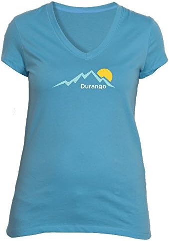 Durango, Colorado Mountain Sunset - Women's V-Neck T-Shirt (Medium, Ocean Blue)