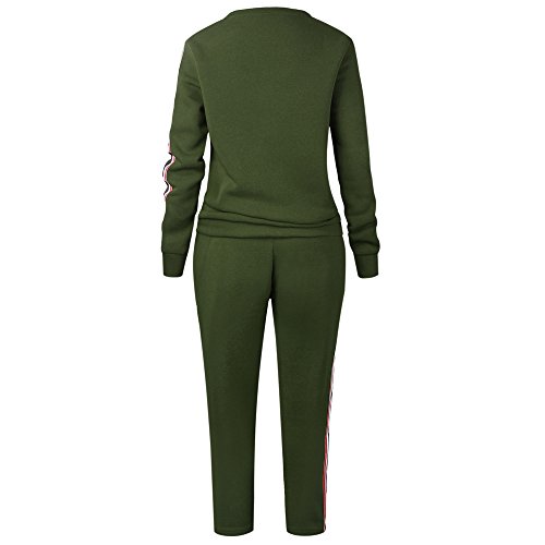 Dreamyth-Winter 2PCS Womens Tracksuit Hoodies Sweatshirt Top Pants Sets Sport Wear Casual Suit (Green, S) - Thumbnail 3
