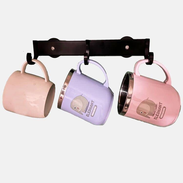 AUXPhome Magnetic Mug Rack Coffee Cup Holder Display Hanging Cups Drying Hook,3 Adjustable Hook Rail, Space Saver Organizer for Refrigerator,for Coffee Mugs, Tea Cups,Towel,Bag,Glove,etc