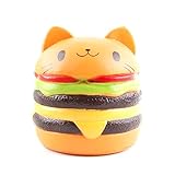 Chige Squishies Hamburger Cat Slow Rising Squeeze Doll Jumbo Cream Scented Charms Kawaii Decompression Toys for Kids/Adults Stress Relief and Time Killing (Hamburger Cat)