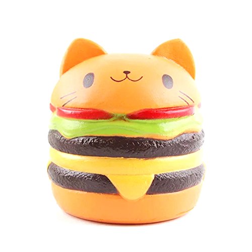 Chige Squishies Hamburger Cat Slow Rising Squeeze Doll Jumbo Cream Scented Charms Kawaii Decompression Toys for Kids/Adults Stress Relief and Time Killing (Hamburger Cat)