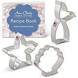 Mermaid Cookie Cutter Set with Recipe Book - 3 piece - Mermaid Tail, Starfish, Seashell - Ann Clark - USA Made Steel