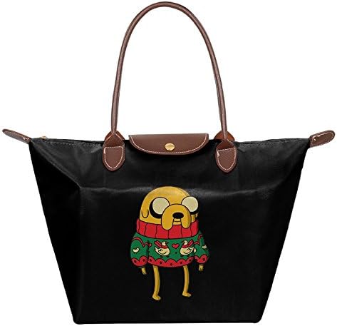 Adventure Time Christmas Womens Black Fashion Hobo Bag Large Tote Shoulder Handbag