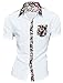 uxcell Men Short Sleeve Floral Print Button Down Slim Fit Shirt White M