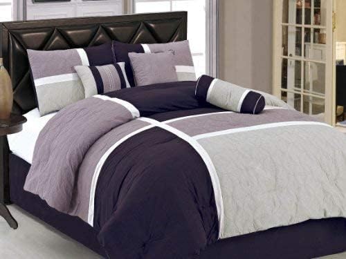 Upland 7-teiliges Steppdecken-Set, Patchwork-Design, Lavendel/Grau/Lila, Queen-Size-Bett — Foto 6 von 8