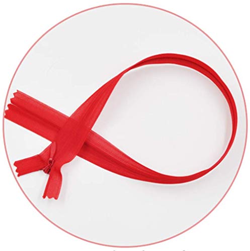 50pcs Long Nylon Invisible Zippers for DIY Sewing Back Dress Cushion Tailoring Accessories Tailor Tool (Red, 18inch) - Thumbnail 4