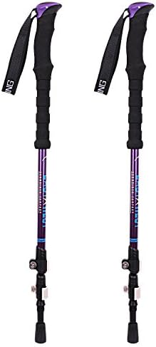 XinZHiYuAy Carbon Fiber Trekking Poles, Collapsible, Lightweight, Shock-Absorbent Hiking Stick, Adjustable Walking Stick with Natural Cork Grips, Quick Locks, 4 Season, Carry Bag Included Purple