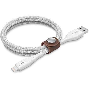 Belkin DuraTek Plus Lightning to USB-A Cable with Strap (Ultra-Strong iPhone Charging Cable, Lightning to USB Cable), 6ft/1.8m, White