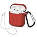 LIKDAY AirPods Case with Strap Protective Silicone Cover with Carabiner for Apple Airpods Accessories ( Red )