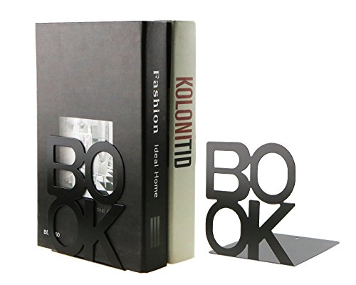 Simple Black BOOK Letter Pattern Metal Bookends Book Organizer for Desk Office Home Decoration Gift