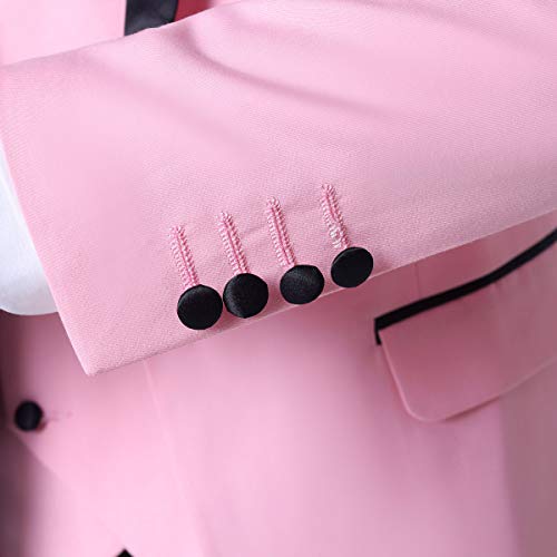Botong Men's 3 PC Pink Notch Lapel Wedding Suits Slim Fit Groom Tuxedos Prom Suits Casual Suit Pink 34 Chest / 28 Waist