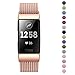 Fitlink Stainless Steel Metal Replacement Bands for Fitbit Charge 3 and Charge 3 SE for Women Men,Multi Color Multi Size(Rose Gold,Large(6.1 ''- 9.9''))