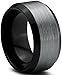 Tungsten Wedding Band Ring 10mm for Men Women Comfort Fit Black Beveled Edge Polished Brushed